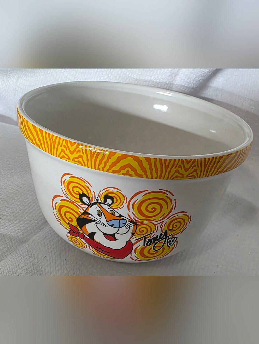 Tony the Tiger Ceramic Bowl - White with Yellow & Orange Graphic